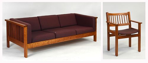 CHARLES WEBB MAPLE SOFA WITH MATCHING
