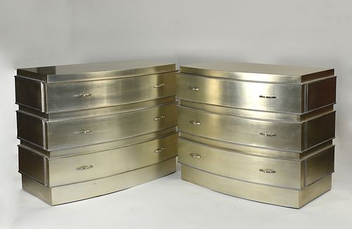 PAIR OF SILVER LEAF CHESTS BY THE