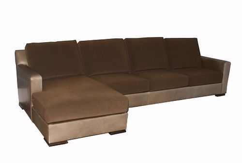 SECTIONAL BROWN UPHOLSTERED LEATHER 389e5e
