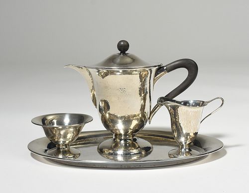 FOUR PIECE HAMMERED STERLING TEA 389e74