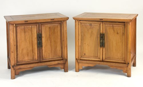 PAIR OF ASIAN HARDWOOD SIDE CABINETSPair