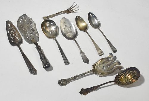 NINE STERLING SERVING UTENSILSNine