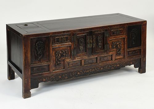 CARVED MULTI DRAWER LOW ASIAN CABINETCarved 389eb1