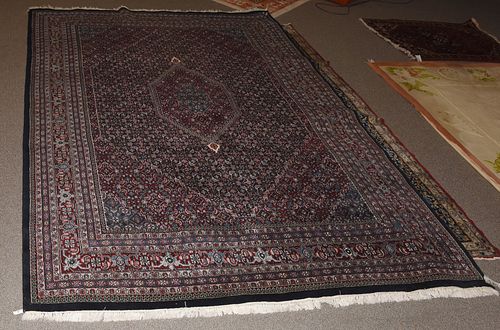 ROOMSIZE ORIENTAL RUG, BLACK AND