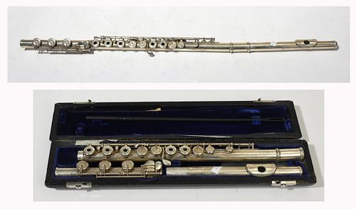 SILVER FLUTE WITH CASE, "VERNE
