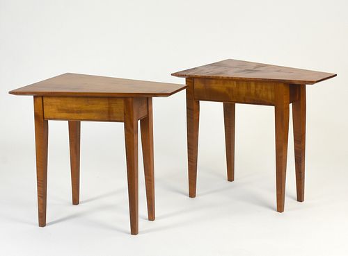 PAIR OF TIGER MAPLE STANDS WITH