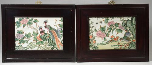 PAIR OF CHINESE PAINTINGS ON PORCELAINPair 389ee1