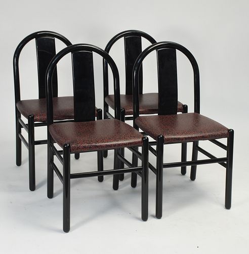 SET OF FOUR BLACK LACQUER SIDE