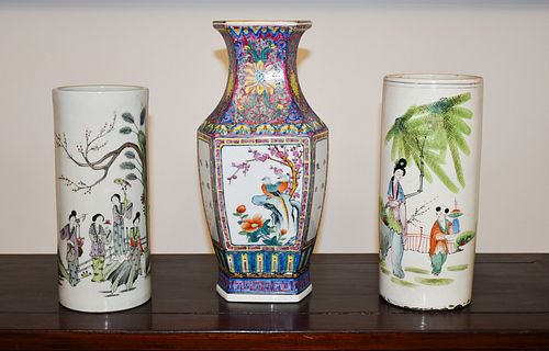 TWO ANTIQUE CHINESE CYLINDRICAL