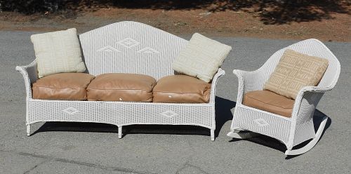 TWO PIECE WICKER SET, SOFA AND