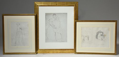 THREE GRAPHITE SKETCHES BY GEORGE 389f1c