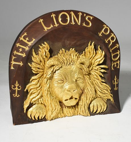 CARVED AND GILT WOODEN SIGN,"THE