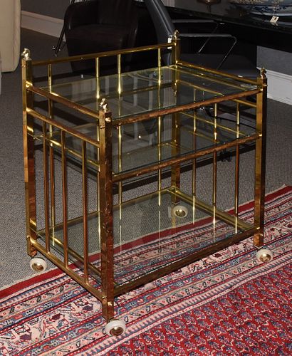 BRASS BAR CART WITH HORSE HEAD