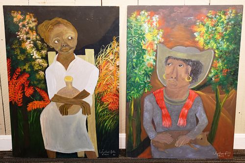 2 HAITIAN OIL PAINTINGS ON MASONITE2 389f4f