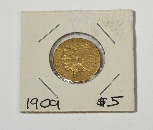 1909 $5 DOLLAR GOLD COIN1909 $5 dollar