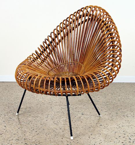 RATTAN AND IRON CHAIR DESIGNED