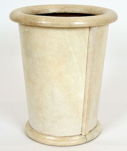 PARCHMENT COVERED WASTE BASKET