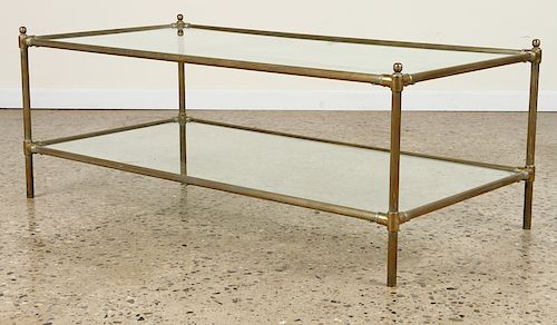 BRASS GLASS TWO TIER COFFEE TABLE 389fbb