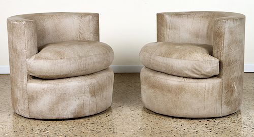 PAIR MID CENTURY MODERN LEATHER