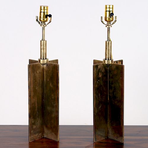 PAIR BRASS TABLE LAMPS MANNER JEAN MICHEL 389fce