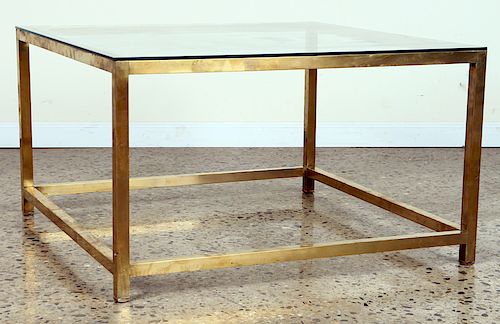 BRASS AND GLASS COFFEE TABLE CIRCA