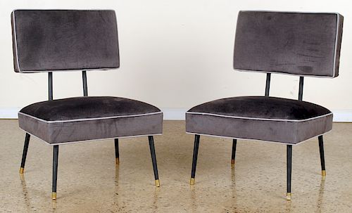 PAIR IRON UPHOLSTERED CLUB CHAIRS