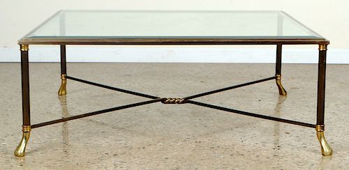 BRONZE COFFEE TABLE GLASS TOP MANNER