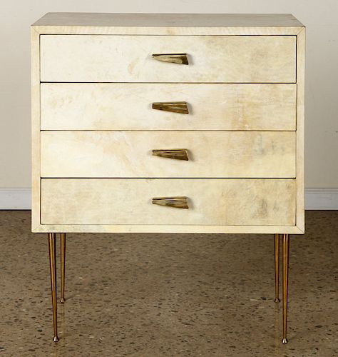 PARCHMENT COVERED FOUR DRAWER CABINET