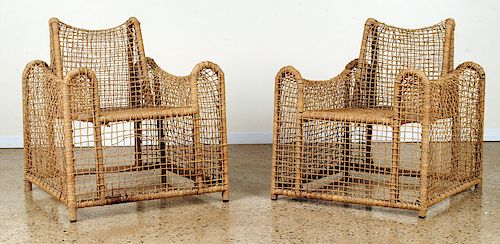 UNUSUAL PAIR OF FRENCH ROPE CHAIRS 389ff4