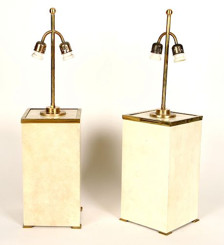 PAIR BRASS TABLE LAMPS MANNER JEAN MICHEL 389ffe