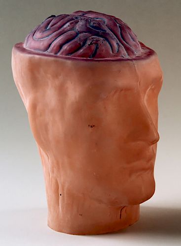 AN ART GLASS PHRENOLOGY HEADAn