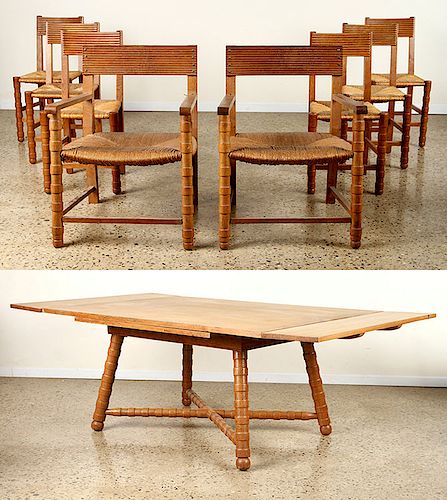 OAK DINING TABLE & 8 CHAIRS BY