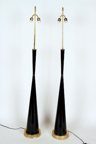 PAIR ITALIAN EBONIZED WOOD BRASS 38a06a