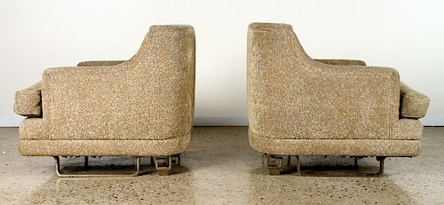 PAIR UPHOLSTERED CLUB CHIARS BRONZE