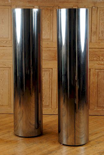 PAIR CIRCULAR CHROME FLOOR LAMPS