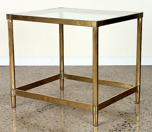 BRASS SIDE TABLE GLASS TOP OCTAGONAL