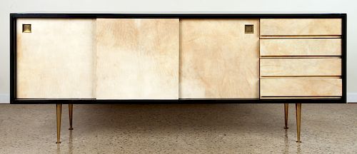 BLACK LACQUERED AND PARCHMENT CREDENZA 38a090