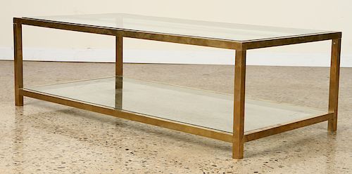 TWO TIER BRONZE GLASS COFFEE TABLE