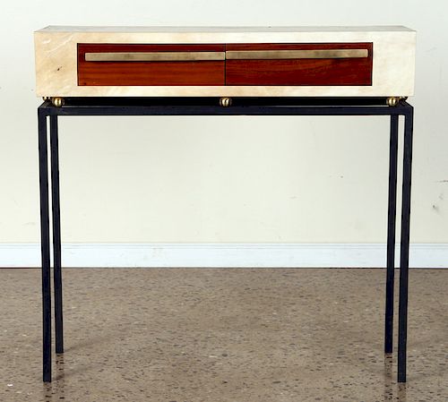 PARCHMENT CONSOLE WITH TWO DRAWERS
