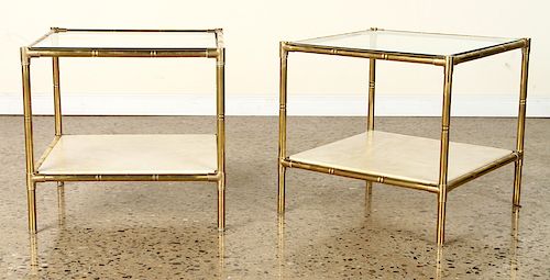 PAIR BAMBOO BRASS CUBE FORM SIDE 38a0a3