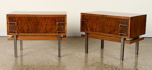 PAIR MID CENTURY MODERN BURL WOOD