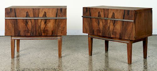 PAIR MID CENTURY MODERN BURL WOOD