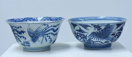 TWO ASIAN 19TH C. BLUE AND WHITE