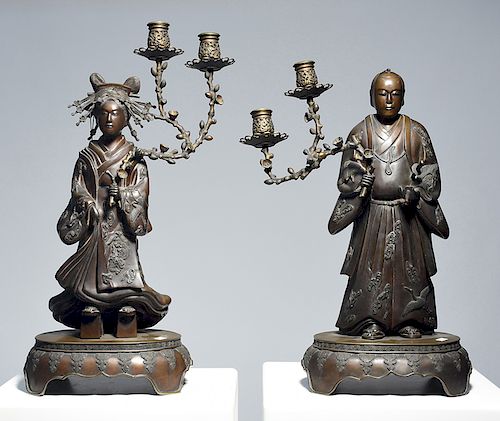 PAIR OF MEIJI PERIOD JAPANESE FIGURAL