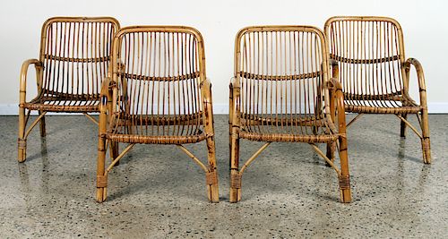 SET 4 ITALIAN BAMBOO OPEN ARM CHAIRS