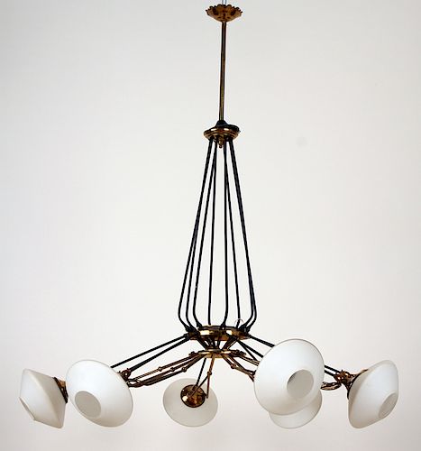 ITALIAN EIGHT ARM BRASS IRON CHANDELIER