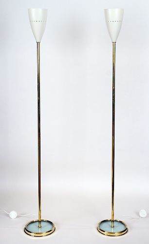 PAIR ITALIAN BRASS FLOOR LAMPS 38a17c