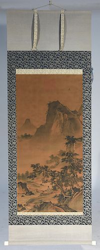 CHINESE PAINTED SCROLL OF MOUNTAIN 38a1ad