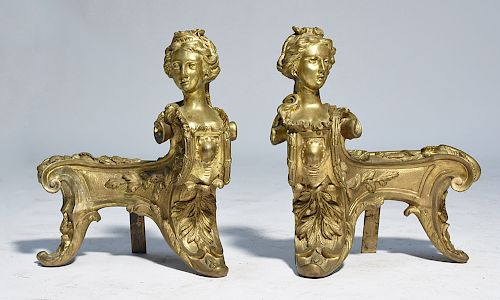 PAIR FRENCH 19TH C BRONZE FIGURAL 38a1b4