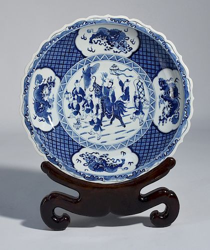 CHINESE LARGE BLUE AND WHITE CHARGER 38a1f9